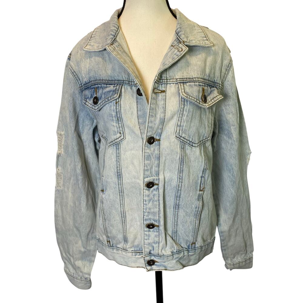 Brooklyn Cloth Denim Trucker Jacket Size Small Women's Light Washed Distressed